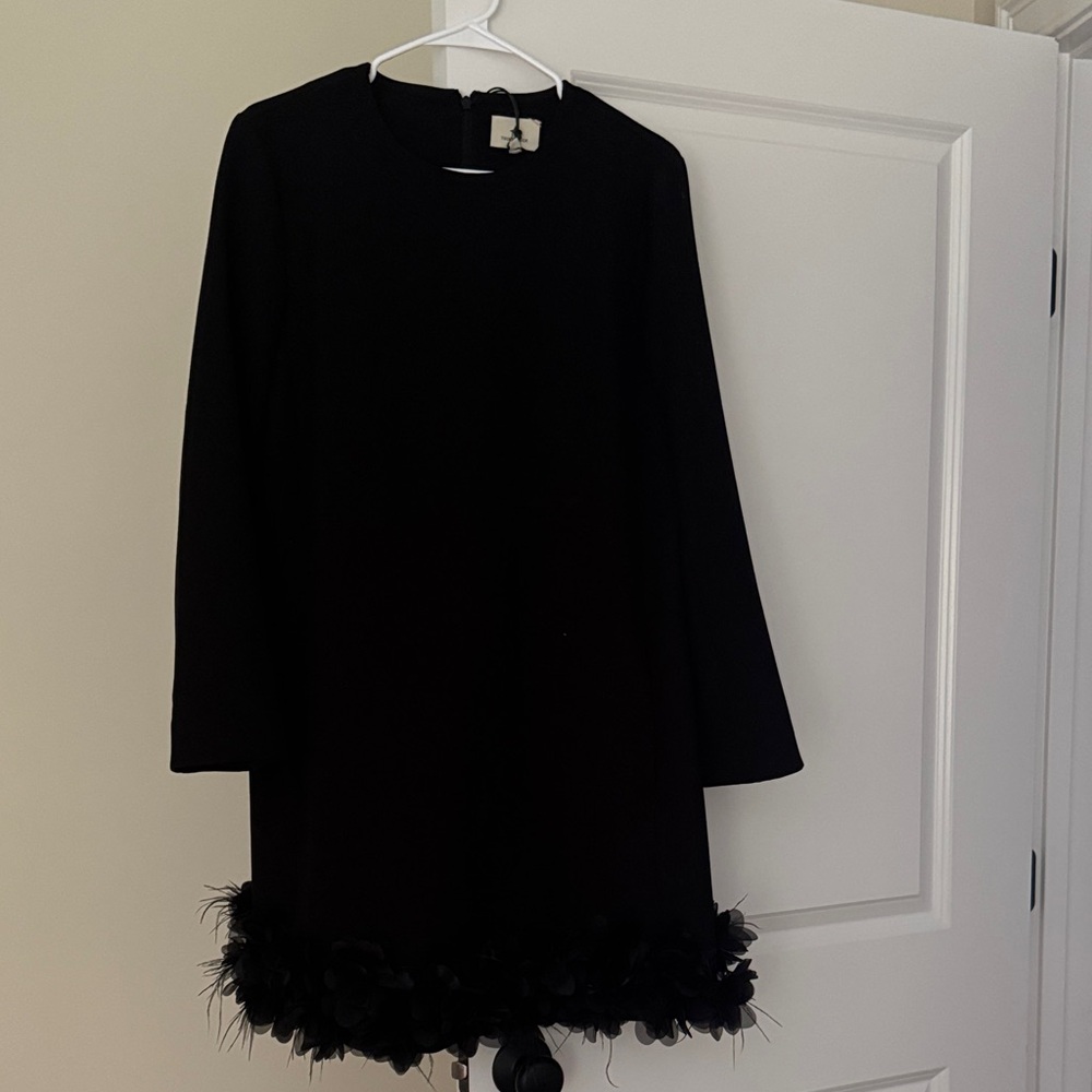 Tuckernuck Black Mini Dress with Feather Hem